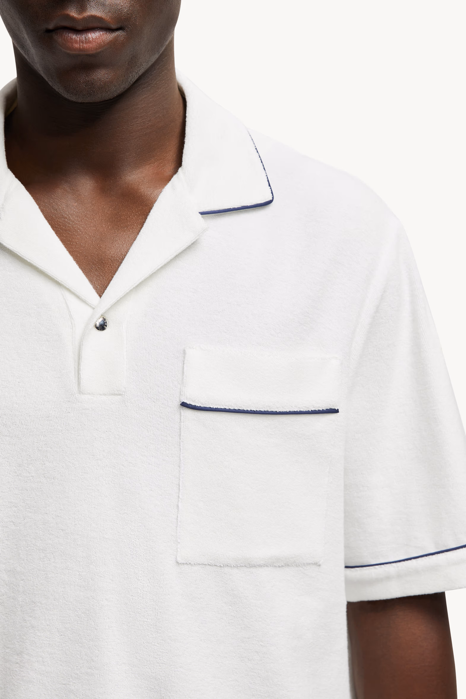 Polo de tejido de rizo de algodón Hombre Blanco Moncler 6